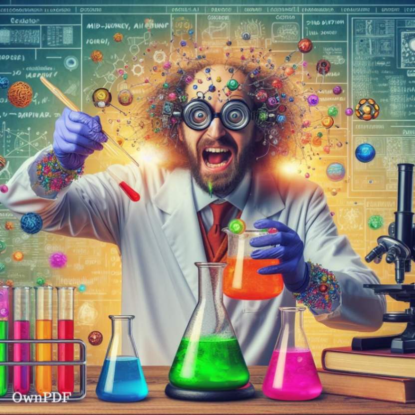 "A mad scientist mixing beakers that contain DALL-E, Midjourney, Stable Diffusion and Bing to create his own custom AI art invention"